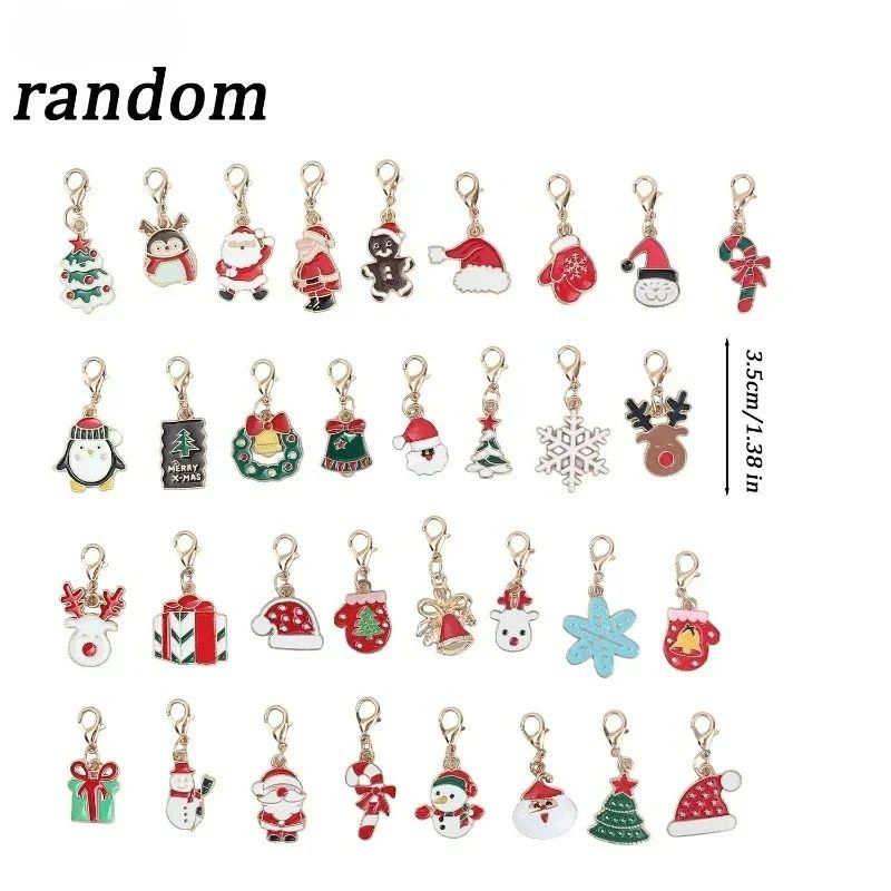 100/2Pcs Mixed Christmas Theme Keychains Clip-on Pendant Xmas DIY Making Pendants Necklaces Earrings Bracelets Handmade Jewelry