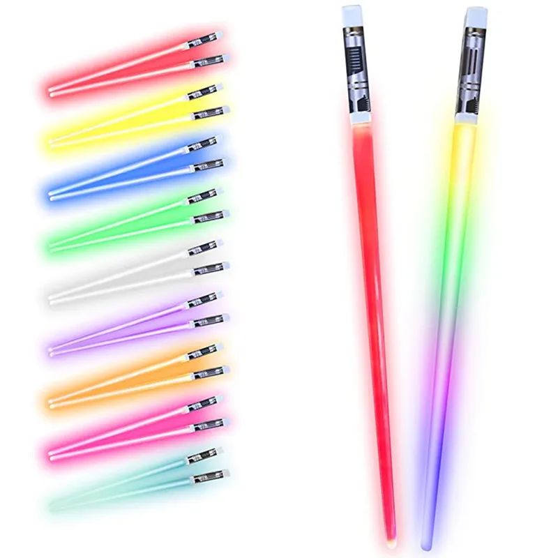 1 Pair StarWar Theme LED Lightsaber Luminous Chinese Chopsticks Reusable Washable Detachable Sushi Chopsticks Kitchen Tableware
