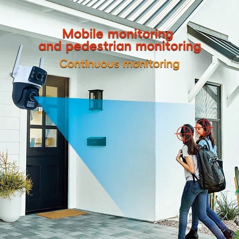 8MP 4K WiFi Camera Dual Lens Dual Screen Wireless Outdoor Surveillance Human Detect Security Protection Two Way Audio PTZ IP Cam