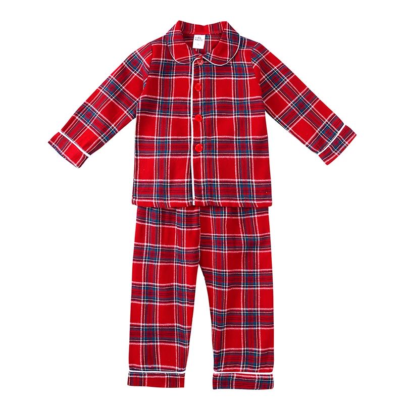 2025 Christmas Pyjamas Sets Kids Girls Boys Loungewear baby Pajamas Matching Family Pjs Winter Baby Soft Velvet Plaid Dress
