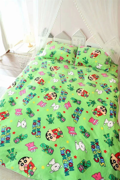 Cartoon Crayon Shinchan Flannel Blanket Single Size Sleeping Blanket Comfort Japanese Style Blanket Bedroom Bedspread Girl Kids
