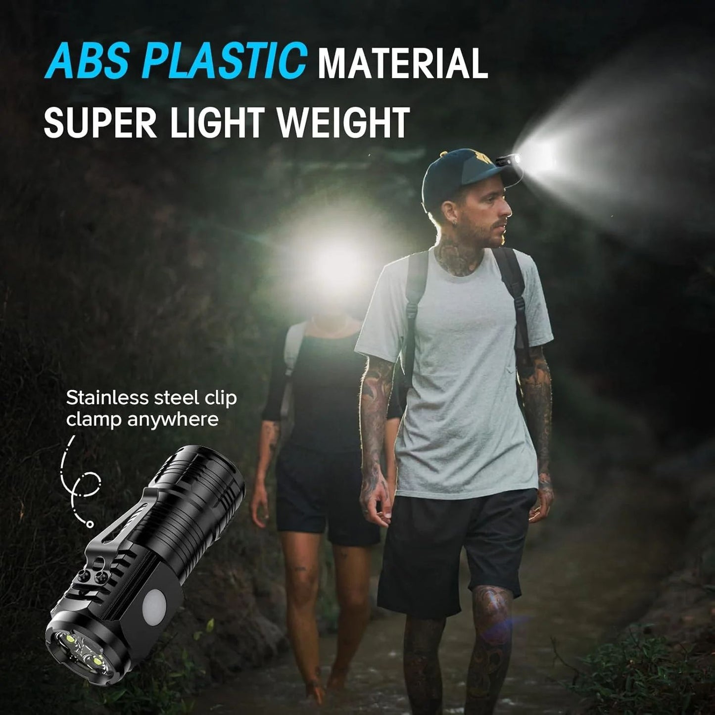 Portable Mini LED Handheld Flashlight Powerful Fingertip Torch Outdoor Waterproof Hiking Camping Flash Light with Pen Clip