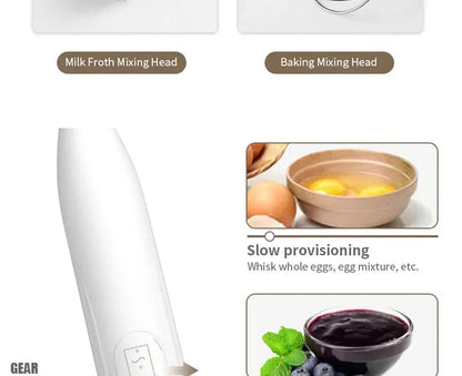 Batedor de Ovos Elétrico Recarregável USB 2 em 1 Batedor de Café Misturador de Leite Duas Cabeças Espumadores de Leite Agitador de Cozimento Utensílios de Cozinha