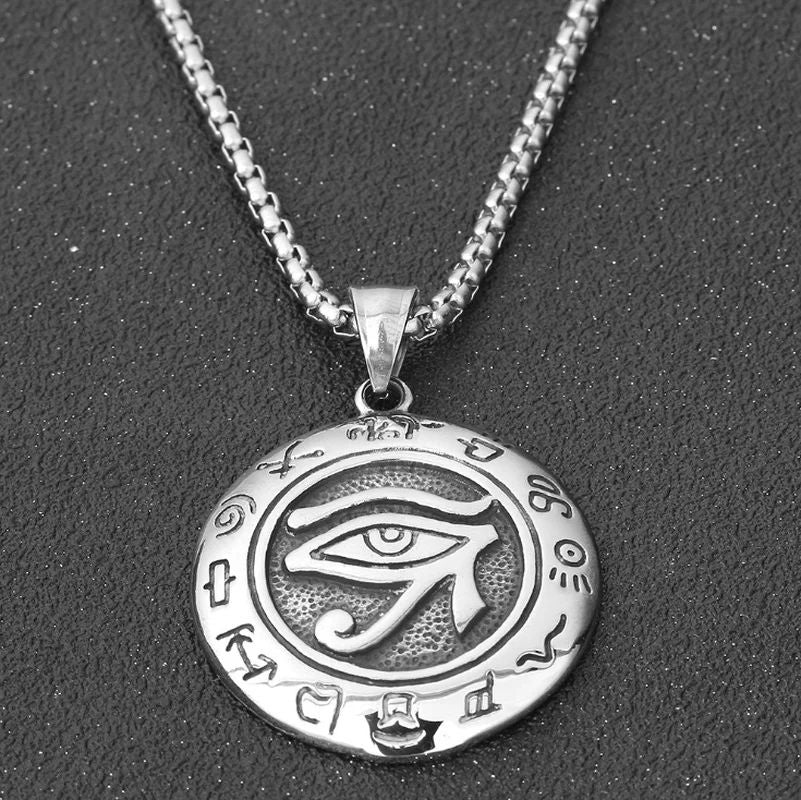 Eye of Horus, Eye of God Necklace, Rotatable Evil Eye Pendant, Men's Trendy Retro Weird Egyptian Amulet Jewelry