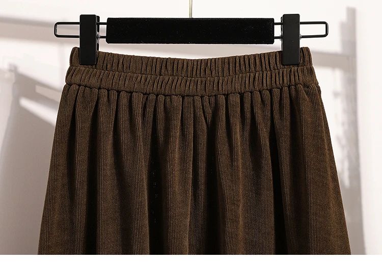 2025 Plus Size Pleated Skirts Solid Versatile Medium Length Skirt A-Line Maxi Gown Cover Autumn Winter New Half-length Skirt