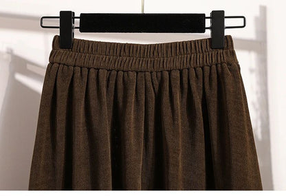 2025 Plus Size Pleated Skirts Solid Versatile Medium Length Skirt A-Line Maxi Gown Cover Autumn Winter New Half-length Skirt