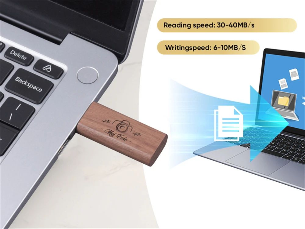 10PCS/LOT Wooden USB Flash Drive 128GB Pen Drive 64GB 32GB 4GB Memory Stick Wooden Box Free Custom Logo Creative Business Gifts