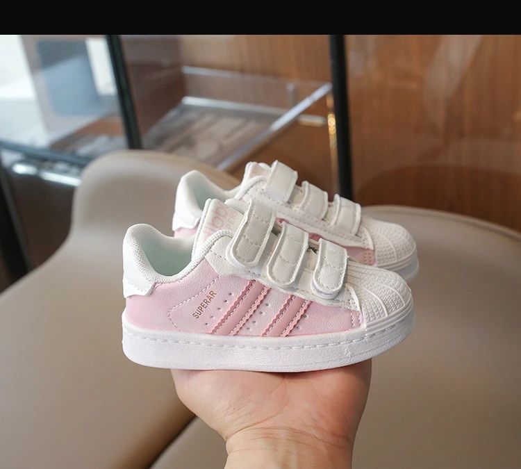 Childrens Baby Sneakers Blue Leather Boys Girls Toddler Shoes Four Seasons Models Pink Versatile Non-slip Small Kid Single Shoes
