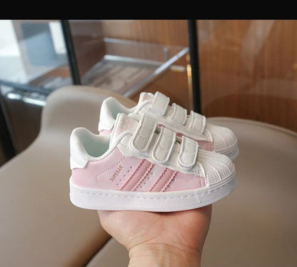 Childrens Baby Sneakers Blue Leather Boys Girls Toddler Shoes Four Seasons Models Pink Versatile Non-slip Small Kid Single Shoes