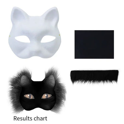 Therian Mask Kit Paper Blank Masks Half Face Hand-painted Cat Mask Diy Masks For Masquerade Cosplay Party Gifts Christmas Gifts