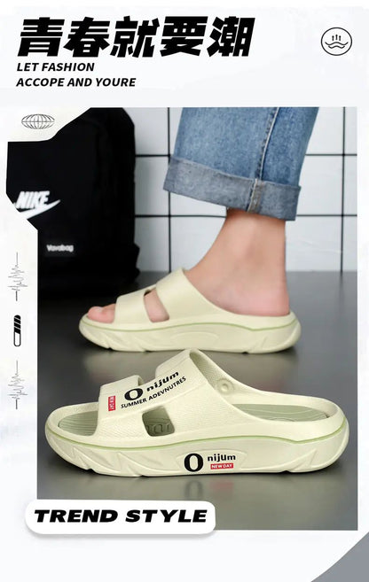 New Summer Men Massage Slippers Sides Indoor Outdoor Sandals Soft Sole Slides Male Flip-flops Men's Sandals Beach Casual Shoes