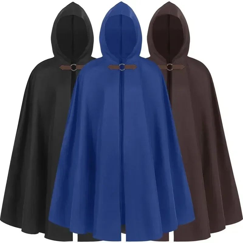Adult Unisex Short Renaissance Hooded Cape Velvet Archer Hunter Cloak Victorian Capelet Medieval Hobbit Halloween Costume