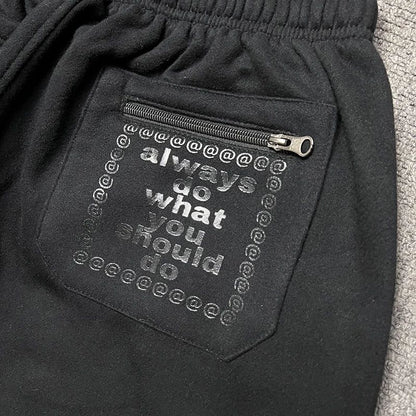 American High Street Black Sweatpants ADWYSD Pants Sunroll Fleece Zipper Pocket Men Women Cleanfit Trousers