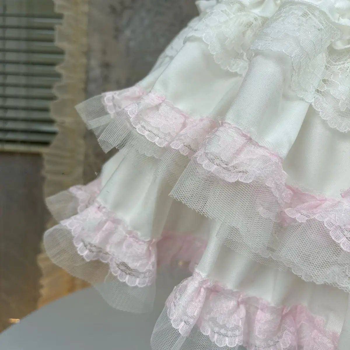 White Lace Ballerina Mini Skirt Puffy Half-length Short Skirts Sweet Cake Style New Arrival High Waist Flared Skirts