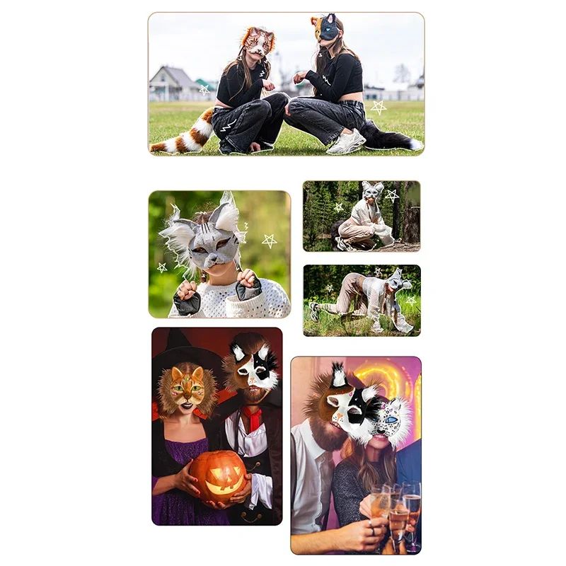 Therian Mask Kit Paper Blank Masks Half Face Hand-painted Cat Mask Diy Masks For Masquerade Cosplay Party Gifts Christmas Gifts