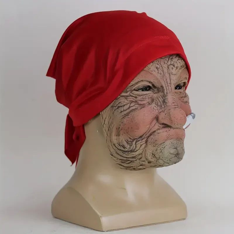 Little Red Hood Smoking Grandma Old Woman Mask Party Props Halloween ideal choice for gifts Suitable for men and women