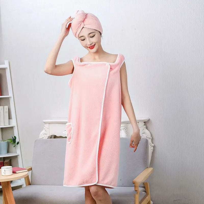 135*80cm Coral Velvet Bath Skirt Soft Absorbent Thickened Shower Towe Bathrobe Adult Women Chest Wrapped Wearable Bath Towel New