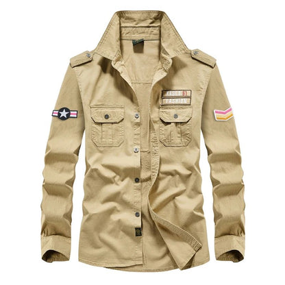 Spring Autumn New Men Long Sleeve Cargo Polo Shirt Casual Fashion Cotton Shirt Male Tactic Military Embroidery Tops