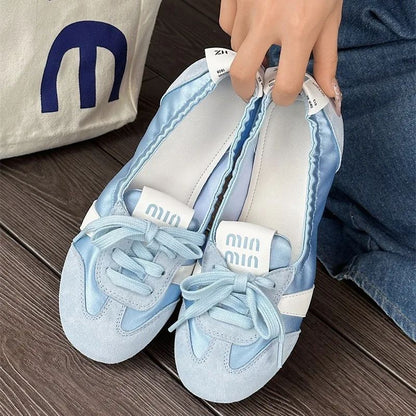 Women's Casual Sneakers Summer Cozy Shallow Ballet Flats Shoes 2025 New Women Lace Up Sport Shoes Zapatos De Mujer