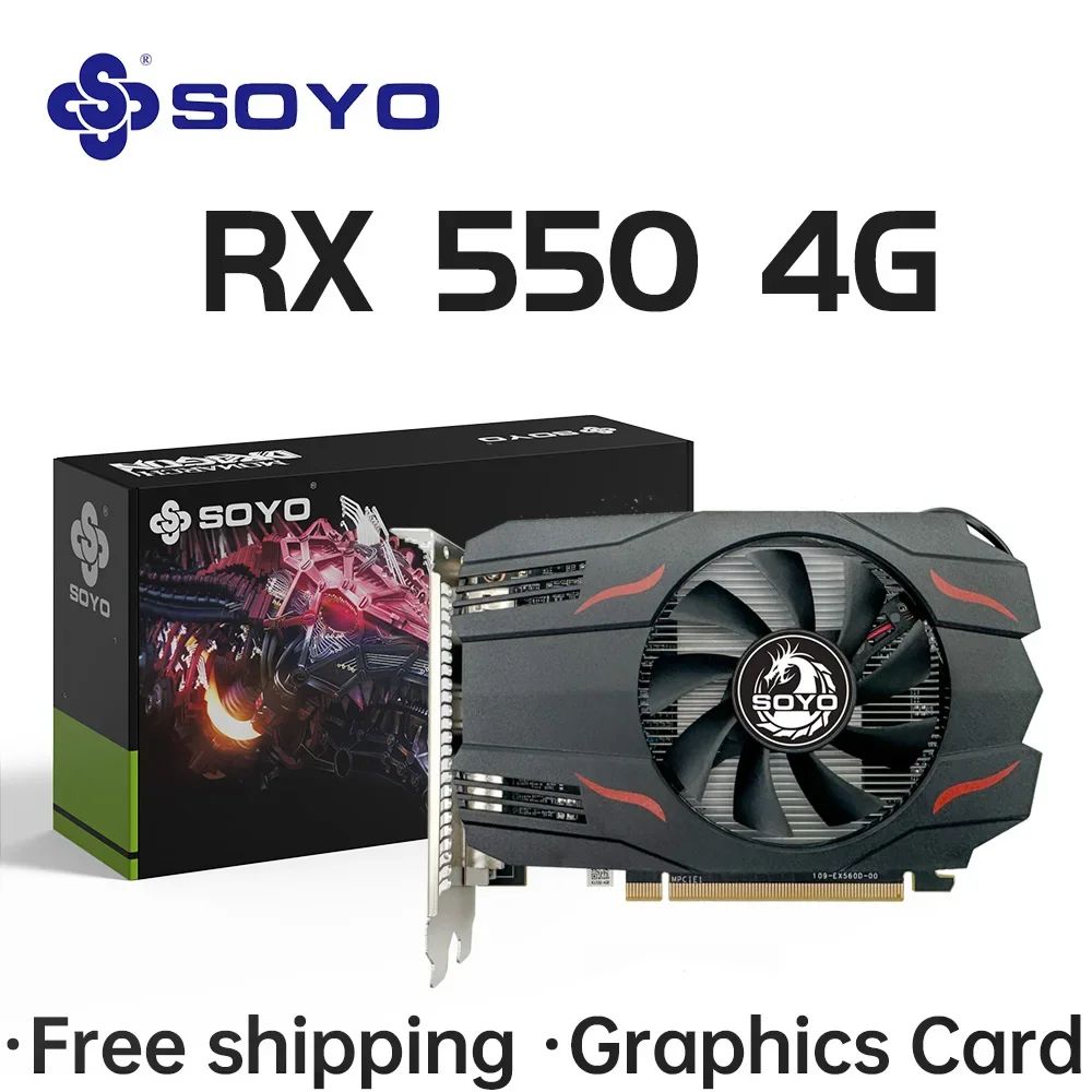 SOYO AMD Radeon RX550 4GB GPU GDDR5 14nm For Desktop PC Games Video RX560 Graphics Card 128bit  RX 550 Computer Components
