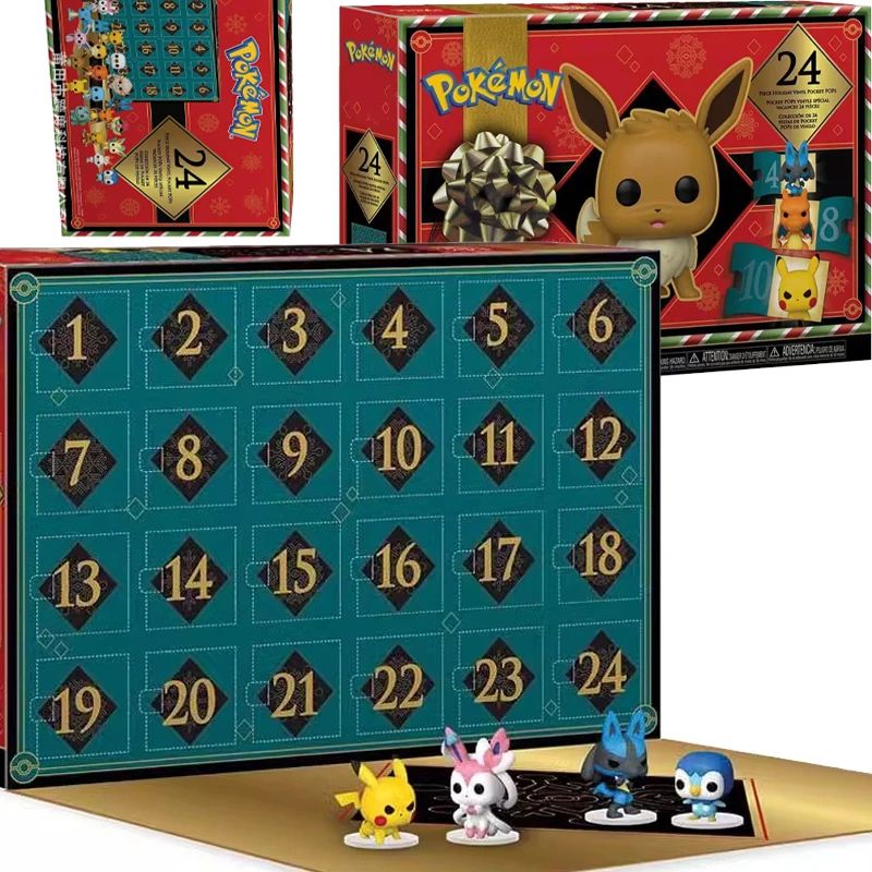 Calendário do Advento Pikachu Anime de Natal, Calendário de Contagem Regressiva de 24 Dias, Caixa Surpresa de Desenhos Animados Fofa, Bonecos de Brinquedo, Presentes de Natal Infantis