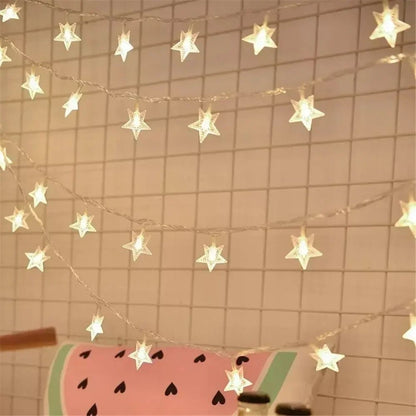 Battery Power Star Led Lights Garland Fairy String Christmas Outdoor Lamp Garden Bedroom Room Wedding Party Decoration