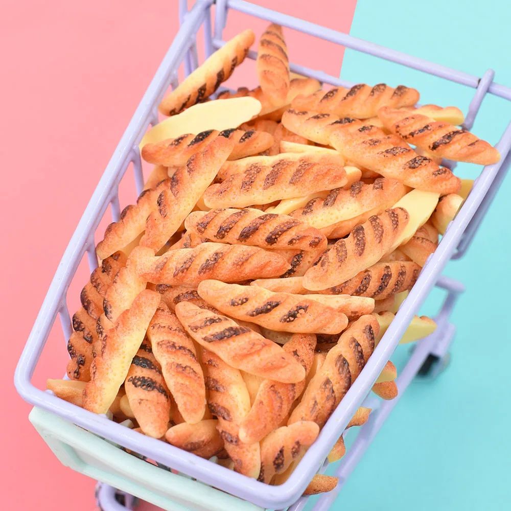 5pcs Dollhouse Mini Long Toast French Bread Resin 1:12 Miniature Food Play Hand Diy Doll Accessories Home Decor Crafts