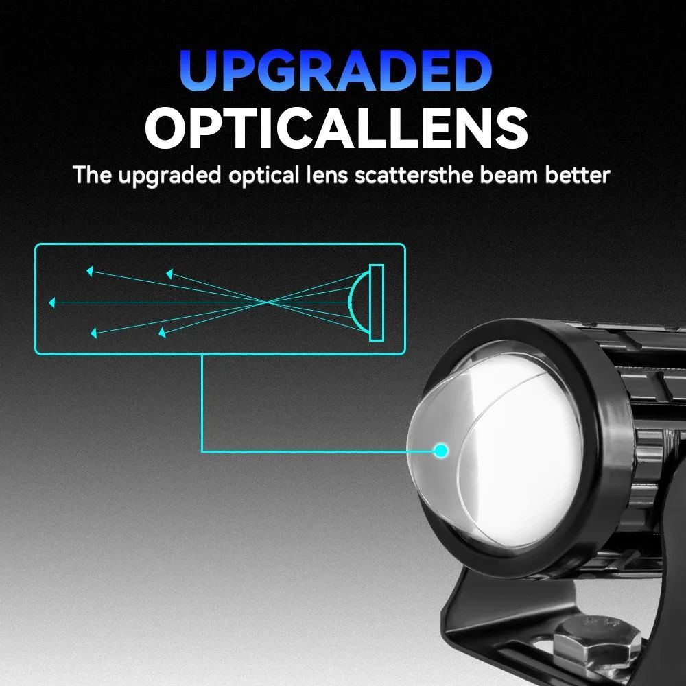 Farol LED Universal para Motocicleta Lente Projetora Duas Cores ATV Scooter Lâmpada de Condução Luz de Neblina Lâmpada Auxiliar Holofote Interruptor