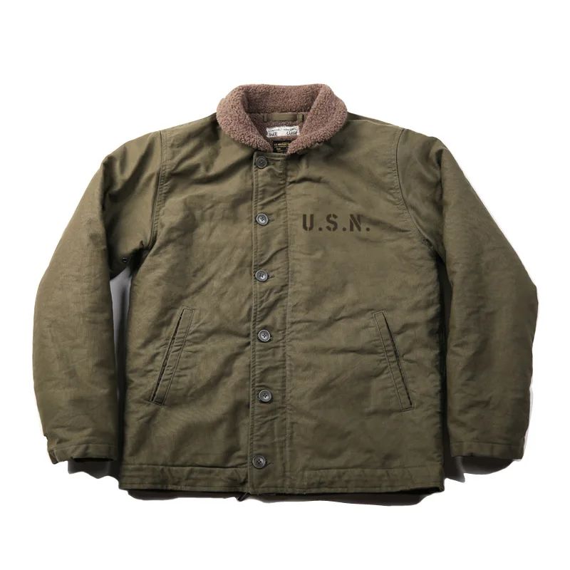NON STOCK USN N-1 Deck Jacket Sherpa Lining Military Style Men Warm Coat 3 Colors