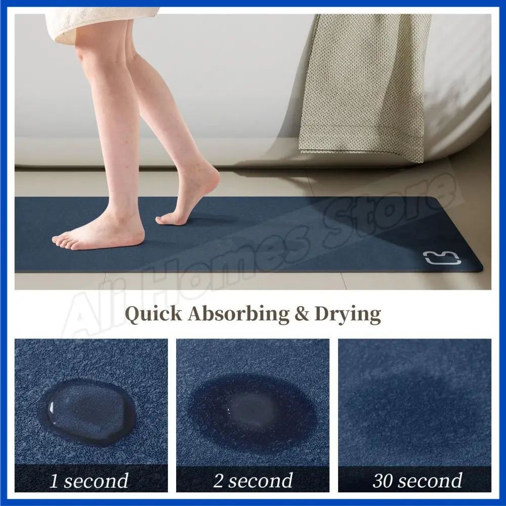 Tapete de Banho de Pedra Diatomácea Tapete de Banho de Terra Diatomácea Super Absorvente Antiderrapante 3,5MM de Espessura Tapete de Banho para Chão de Banheira