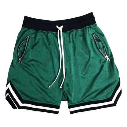 2025 Summer New Quick drying Breathable Zipper Drawstring Pocket Five point Shorts for Men's Sports Running Large Beach Pants