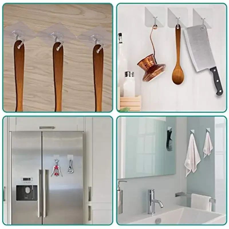 100PcsTransparent Self adhesive wall hooks Multi-Purpose Wall Hook Key Holder Towel Holder For Kitchen Bathroom Accessories