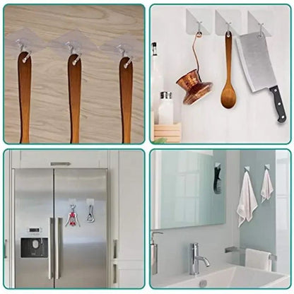 100PcsTransparent Self adhesive wall hooks Multi-Purpose Wall Hook Key Holder Towel Holder For Kitchen Bathroom Accessories
