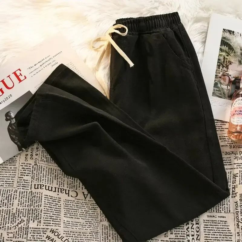 2025 New Solid Colors Men's Casual Long Jeans Classic Man Four Seasons Straight Denim Wide-leg Pants Light Blue Grey Black S-3XL