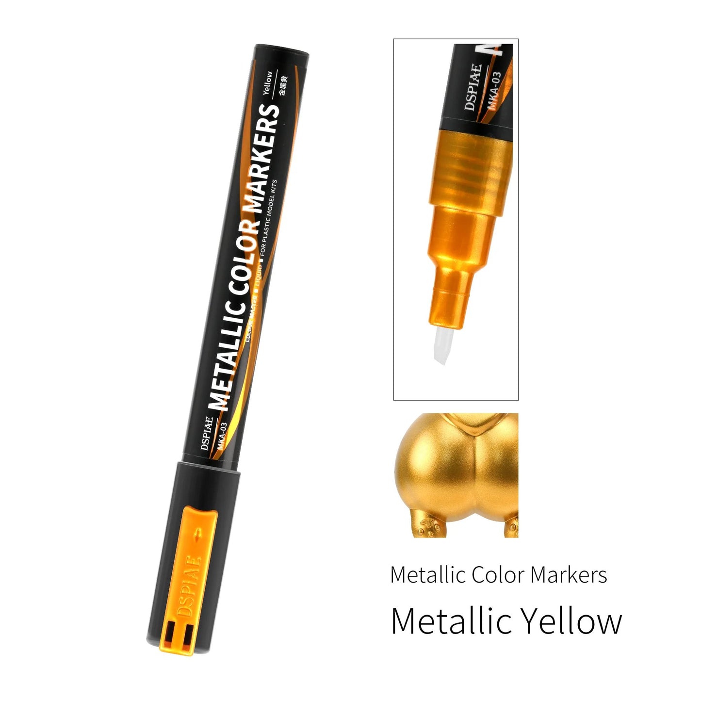 DSPIAE MKA 12 Cores Marcador Super Metálico Caneta Pincel Ecológico à Base de Água Ponta Macia Vermelho Azul Verde Dourado 12 Peças/conjunto