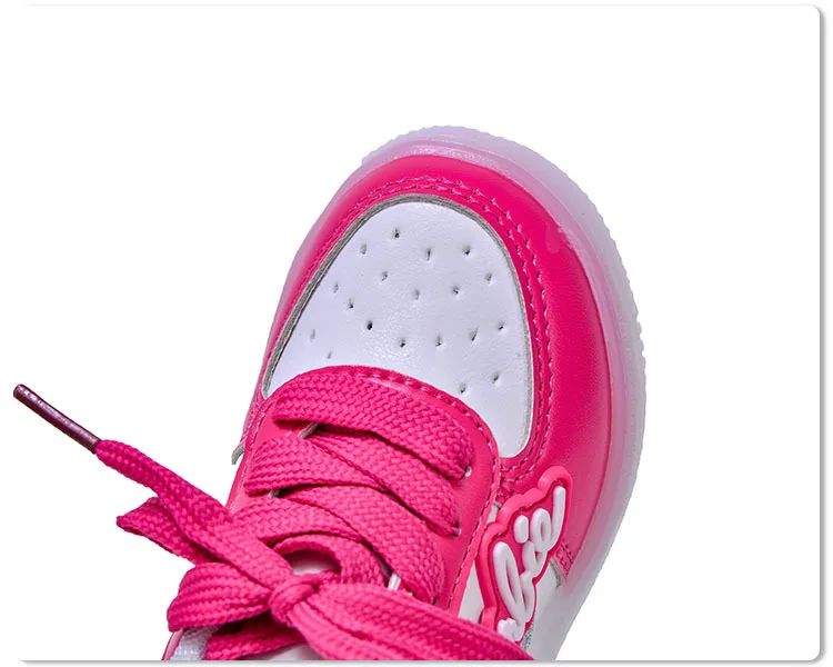 Girls Light-Emitting Sneakers Cartoon Board Shoes Breathable Breathable Leather Casual Shoes Fashion LED Shine Running Shoes