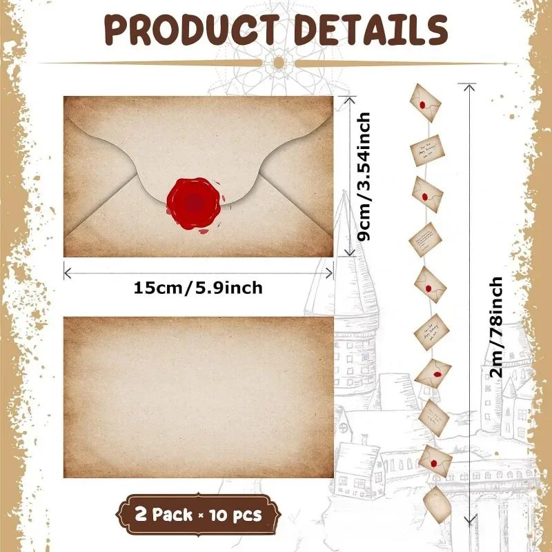 20pcs Floating Magic Wizard Acceptance Letter Banner Hanging Garland for Halloween Party Decoration Christmas Tree Ornaments
