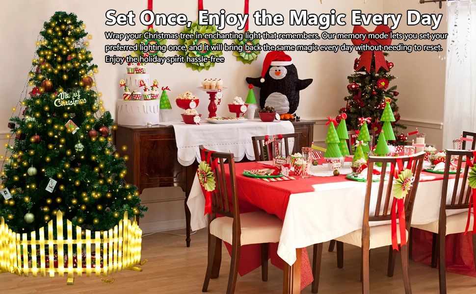 1.5M/2M/3M LED Ring Christmas Tree Tops Lights Decoration Tree Lights String for Patio Garden Outdoor Waterproof Waterfall Light