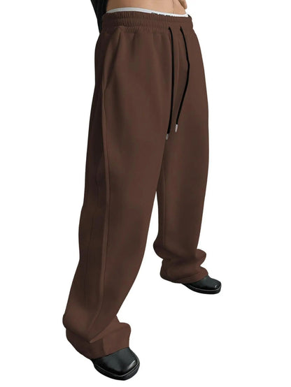 European and American men's waist trousers waist drawstring straight wide-leg loose trousers sports trousers pocket men pants