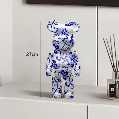 Estátua Urso Graffiti 27cm Bloco Tinta Urso Decoração Enfeites de Resina para Desktop Decoração de Casa Sala de Estar Urso Escultura de Chão Presentes