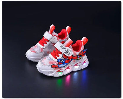Disney Fashion Spiderman Baby Boys Spring/Autumn Lighted Trendy Kids Boy Sports Casual Children's Sneakers