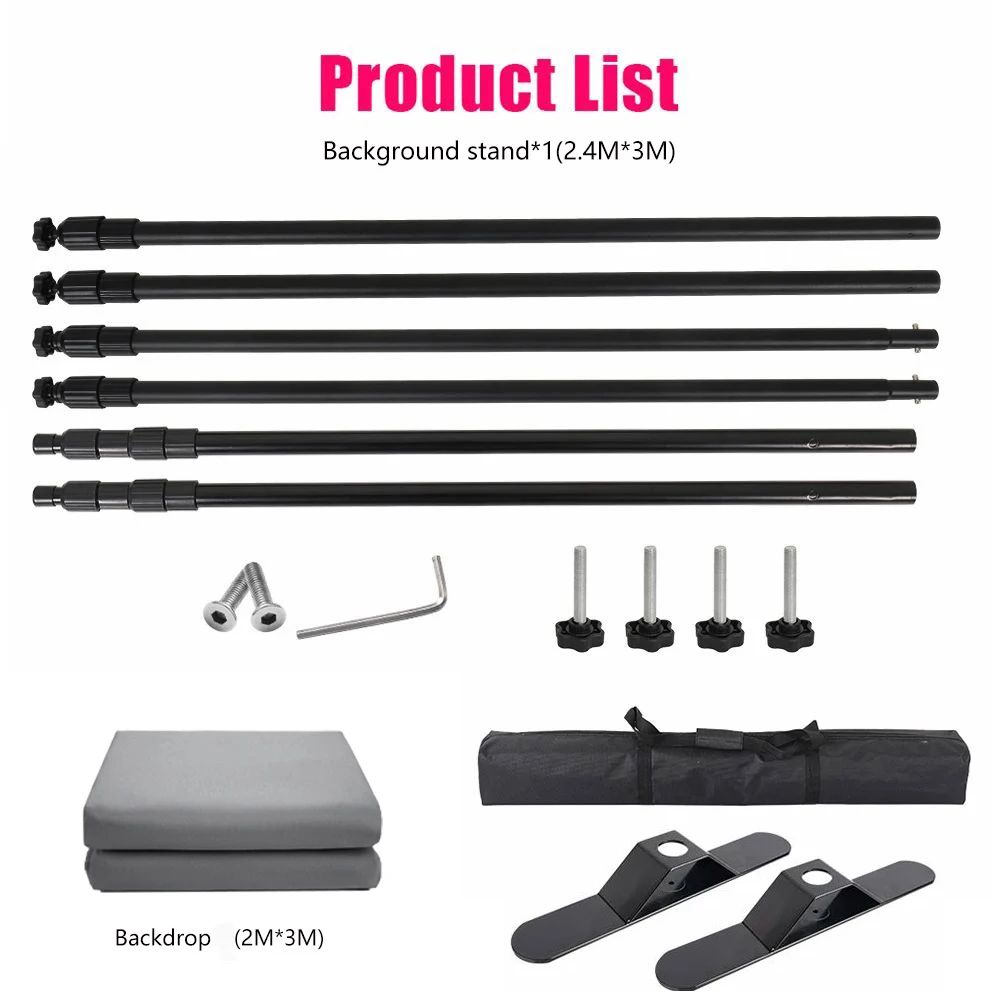 Double-Crossbar Backdrop Background Stand Frame Support System For Photography Photo Studio Video Muslin Green Screen