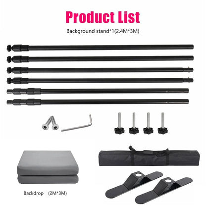 Double-Crossbar Backdrop Background Stand Frame Support System For Photography Photo Studio Video Muslin Green Screen