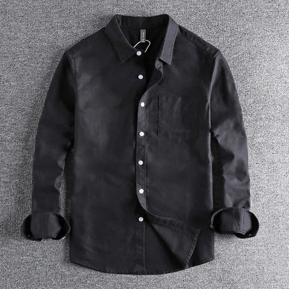 Basic Minimalist Men Shirt Jacket Pure Cotton Washed Oxford Military Light Casual Work Safari Style Shirts Mens Tops Shirt