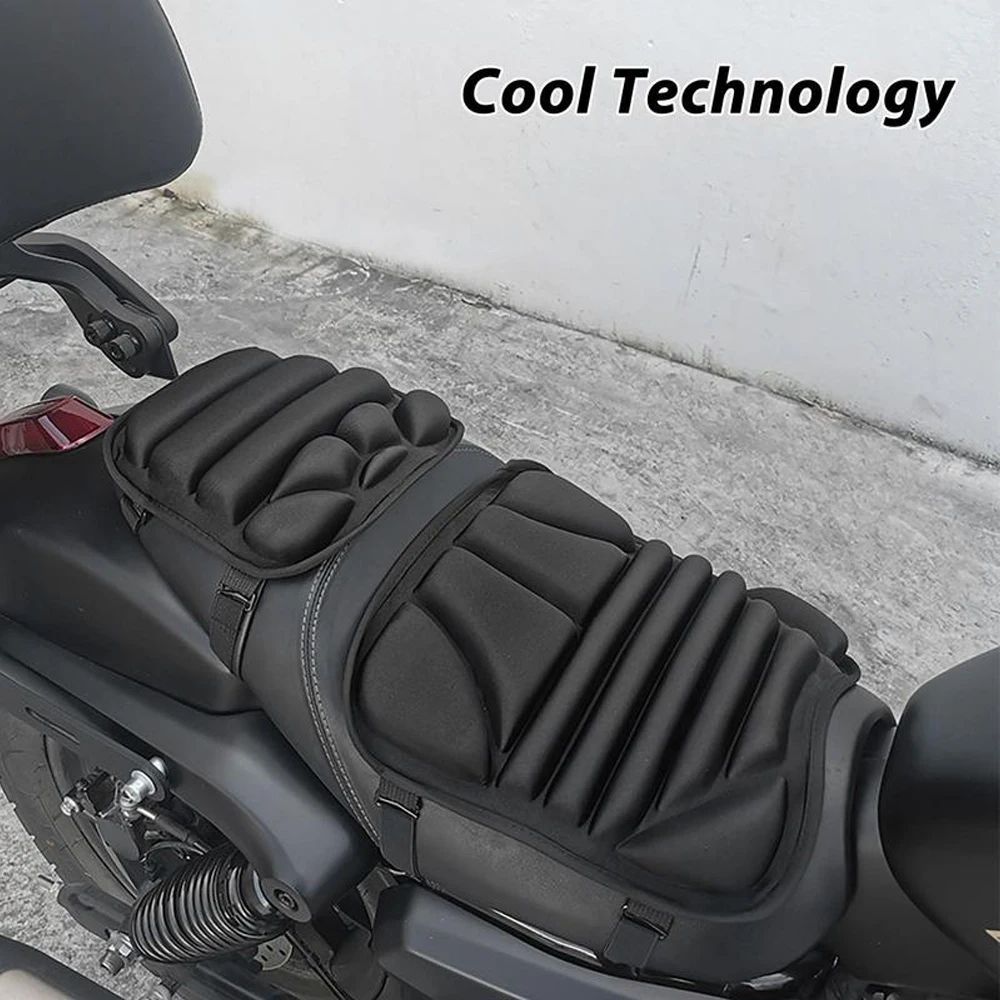 2 peças/conjunto de almofada de assento de motocicleta, almofada de assento de bicicleta para passageiro 3D, proteção de assento à prova d'água e com absorção de choque a ar