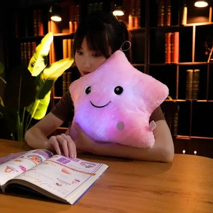 Luminous Star Plush Throw Pillow Bright Led Light Star Stuffed Cushion Sofa Decorative Pillow Office Sleeping Back Cushion Decor