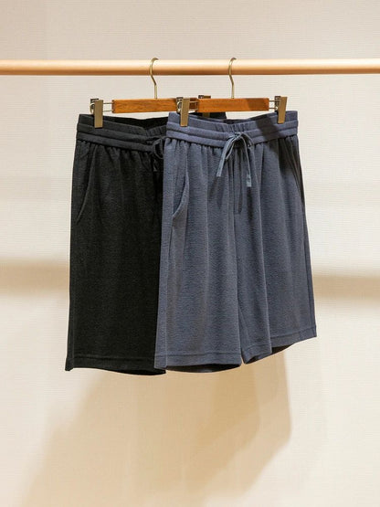 LP high-grade custom-woven cotton fabric summer men's casual elastic waist drawstring sports shorts