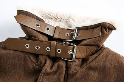 ?Mirrordust?Winter Jackets Men Thicken Warm Coat Vintage Loose Padded Jackets Big Pocket Fur Collar Jackets Outwear Unisex