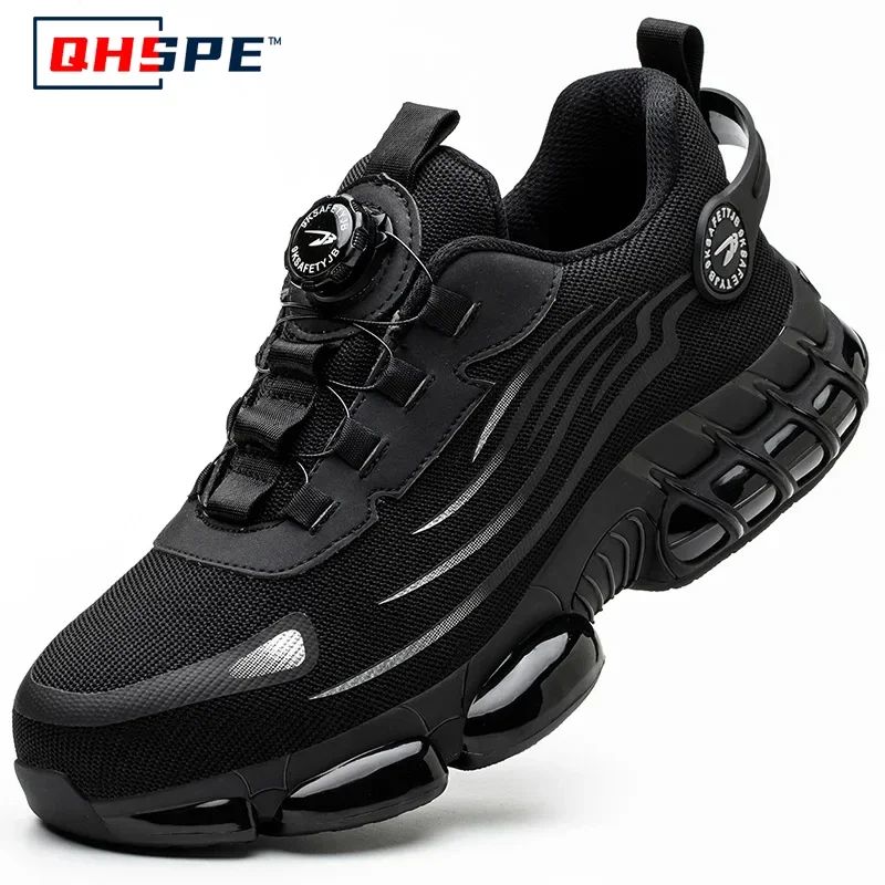 Rotating Button New Safety Shoes Men Anti-smash Anti-puncture Work Shoes Fashion Men Sport Shoes Security Protective Boots Men