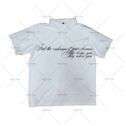 Harajuku Retro Striped Letters Fashionable Loose Cotton T-shirt Men Y2K High Street Fashion Clothing Punk Casual Short Sleeves